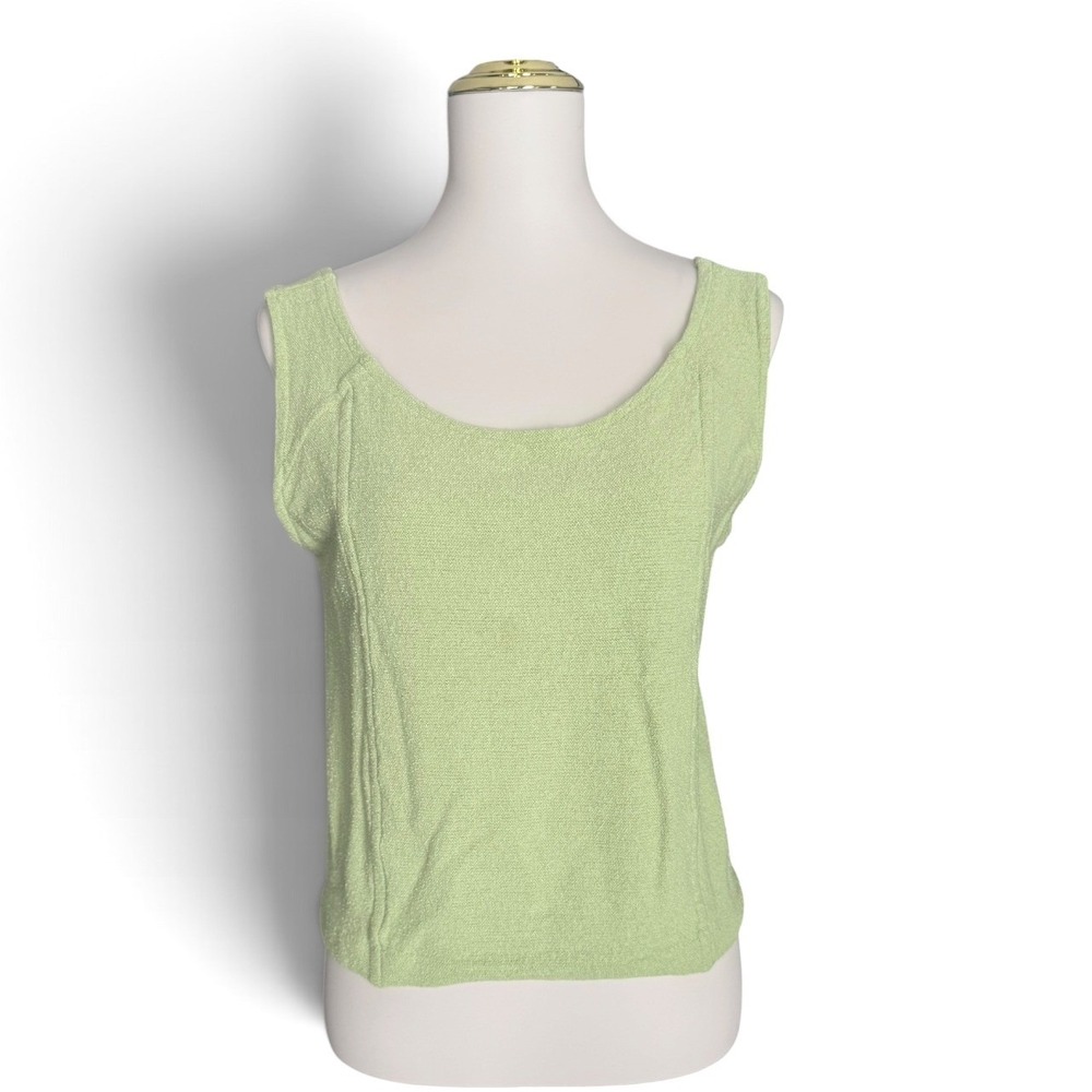 Vintage St John Collection by Marie Gray Celery Green Knit Tank Shell Size 14